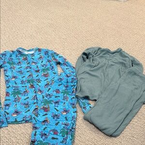 Posh Peanut Blue Patterned and Green Pajama Set